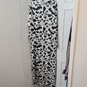ASOS Animal PRINT MAXI DRESS Plus 14 TALL WOMENS BLACK OFF WHITE
